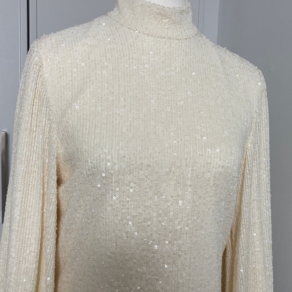 Alexis Cream Long Sleeve Sequin Dress - Picture 5 of 12